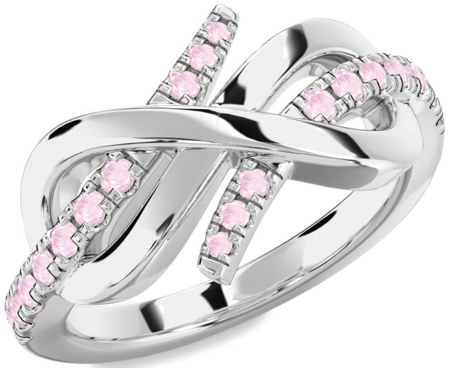 Rose Quartz Platinum Infinity Round Ring