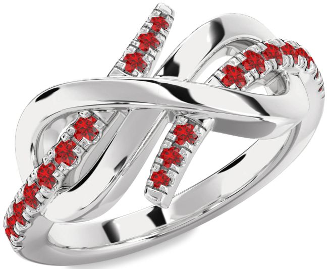 Ruby Silver Infinity Round Ring