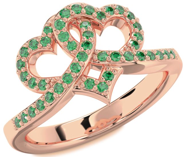 Emerald Rose Gold Heart Ring