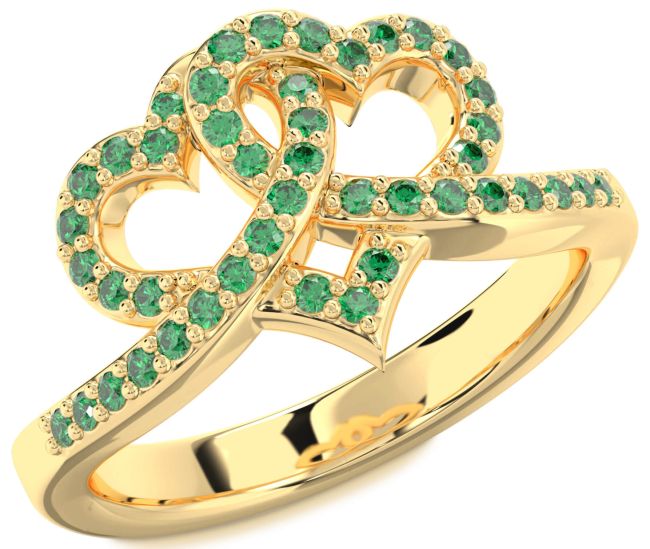 Emerald Gold Heart Ring