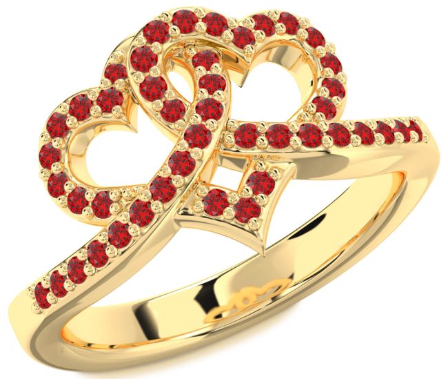 Ruby Gold Heart Ring