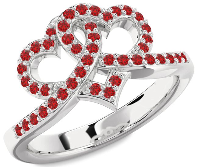 Ruby Platinum Heart Ring