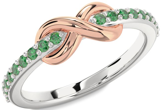 Emerald Platinum & Rose Gold Infinity Round Ring
