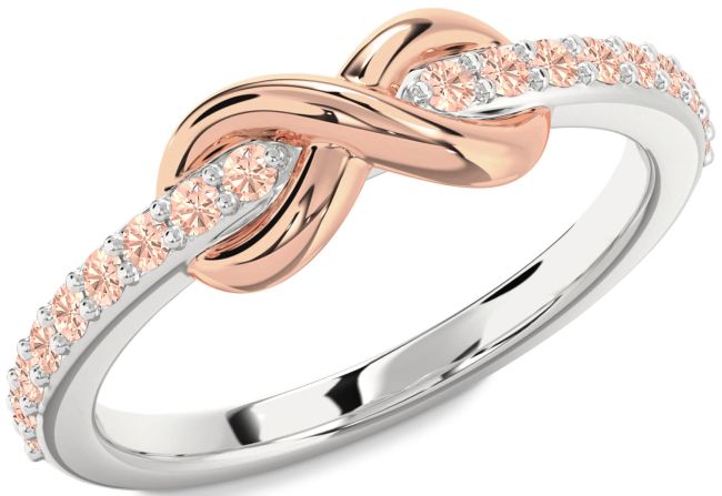 Morganite Rose Gold Silver Infinity Round Ring