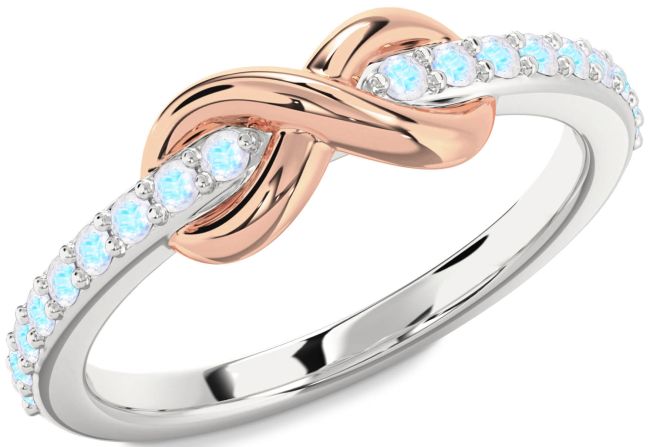 Moonstone White Rose Gold Infinity Round Ring