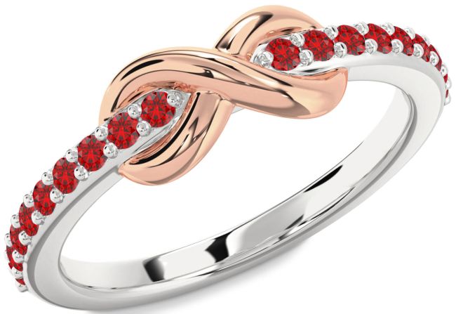 Ruby White Rose Gold Infinity Round Ring