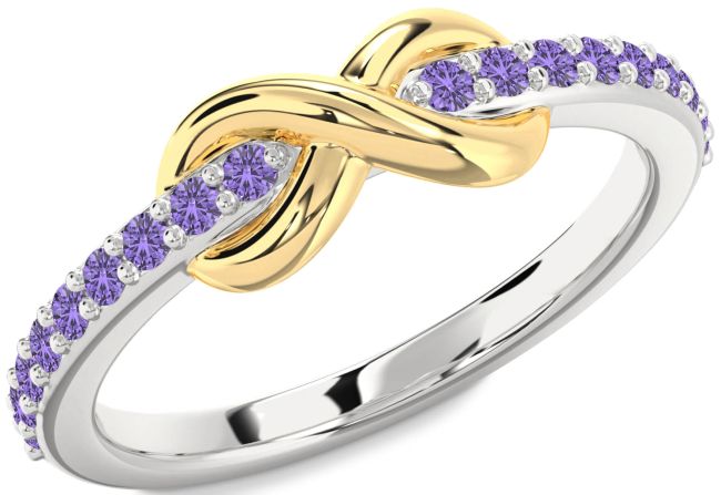 Alexandrite Gold Silver Infinity Round Ring