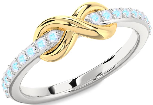 Moonstone Platinum & Yellow Gold Infinity Round Ring