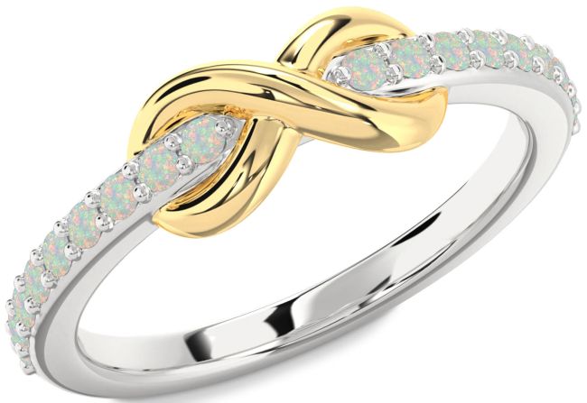 Opal Platinum & Yellow Gold Infinity Round Ring