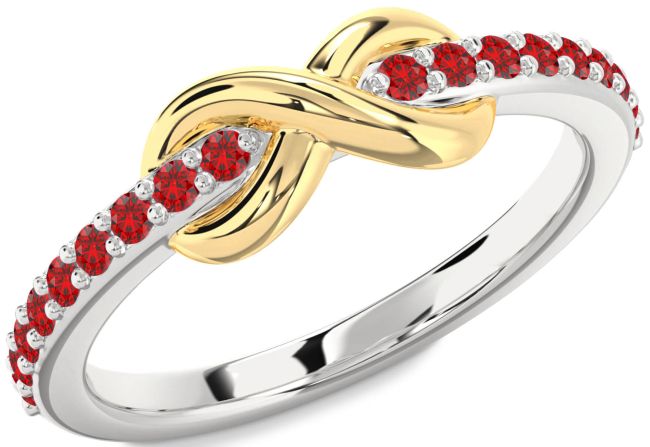Ruby Gold Silver Infinity Round Ring