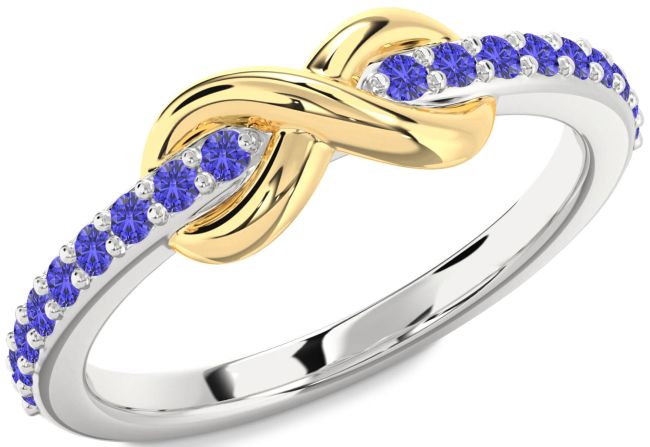 Tanzanite Gold Silver Infinity Round Ring