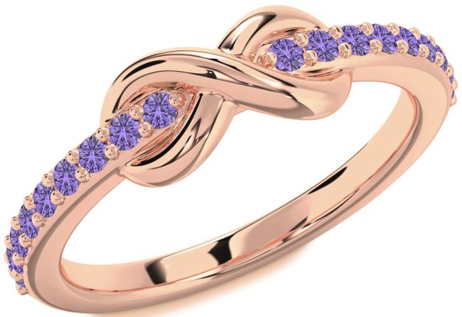 Alexandrite Rose Gold Silver Infinity Round Ring