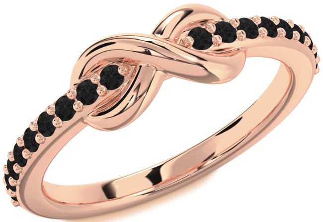 Black Diamond Rose Gold Silver Infinity Round Ring