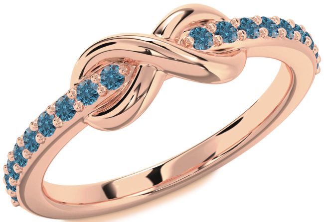 Blue Diamond Rose Gold Silver Infinity Round Ring