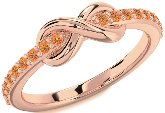Citrine Rose Gold Silver Infinity Round Ring