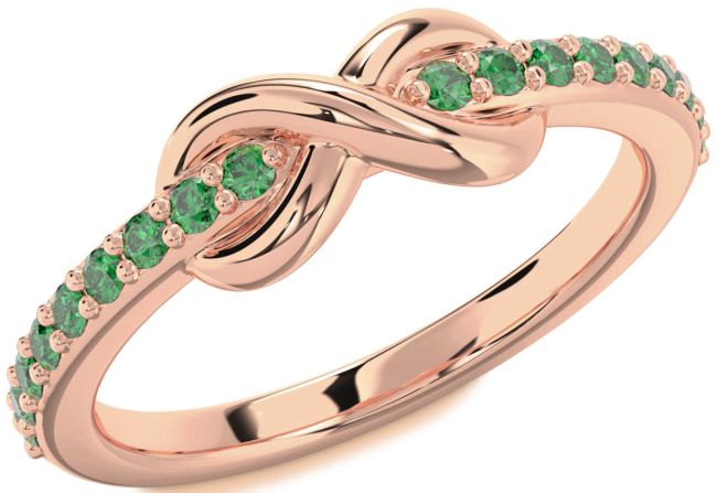 Emerald Rose Gold Infinity Round Ring