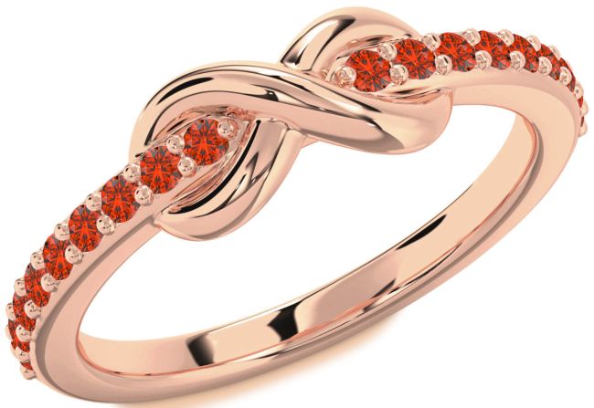 Fire Opal Rose Gold Silver Infinity Round Ring