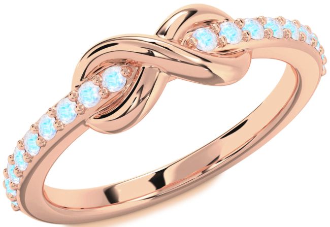 Moonstone Rose Gold Silver Infinity Round Ring