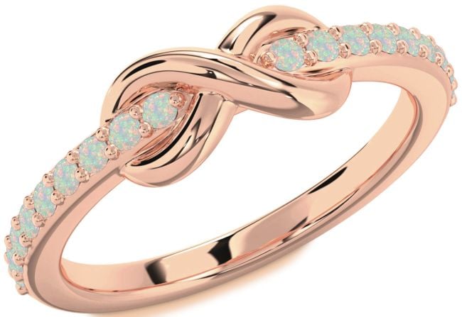 Opal Rose Gold Silver Infinity Round Ring