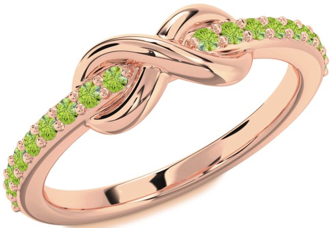 Peridot Rose Gold Silver Infinity Round Ring