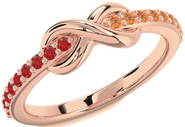 Ruby & Citrine Rose Gold Infinity Round Promise Ring