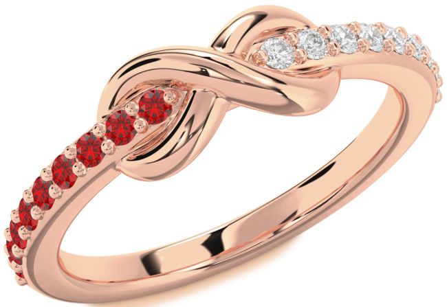 Diamond & Ruby Rose Gold Infinity Round Promise Ring