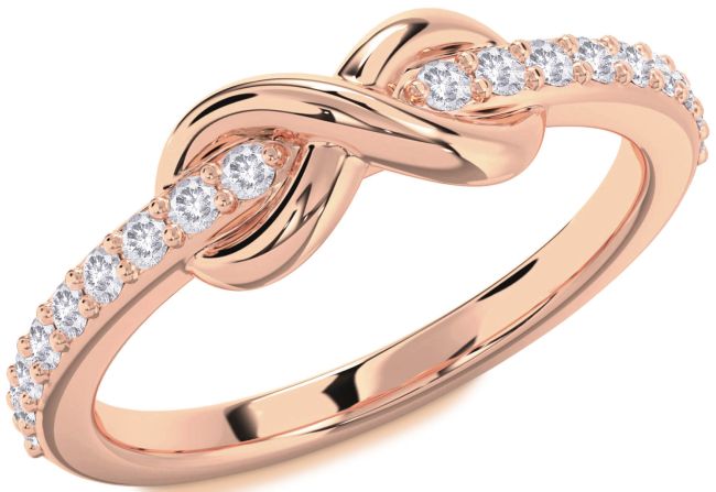 Salt & Pepper Diamond Rose Gold Silver Infinity Round Ring