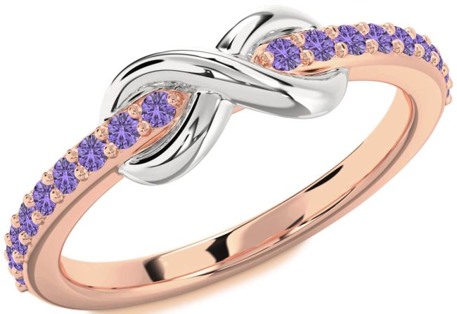 Alexandrite Rose Gold Silver Infinity Round Ring