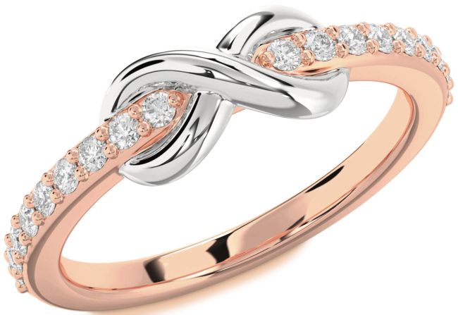 Lab Diamond Rose Gold Silver Infinity Round Ring
