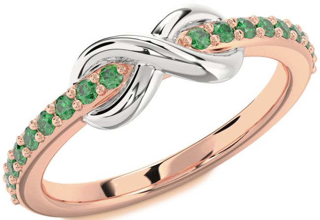 Emerald Rose Gold Silver Infinity Round Ring
