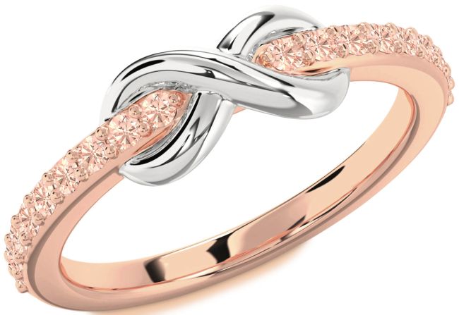Morganite Rose Gold Silver Infinity Round Ring