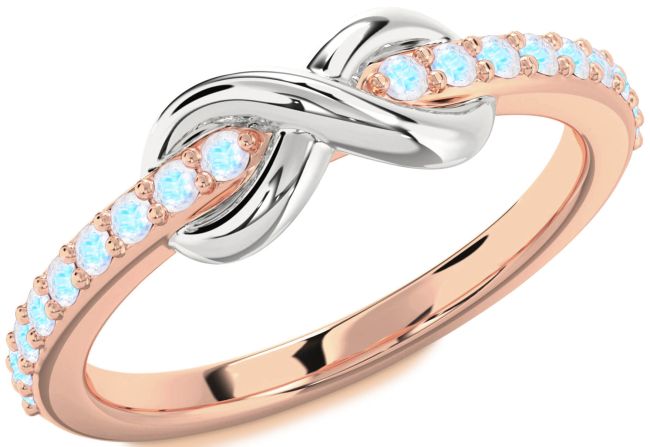 Moonstone Rose Gold Silver Infinity Round Ring