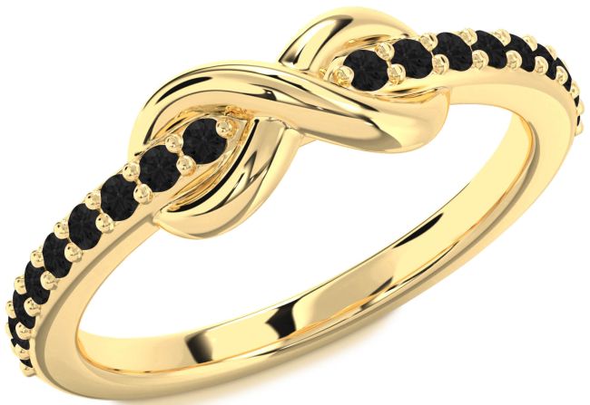 Black Diamond Gold Silver Infinity Round Ring