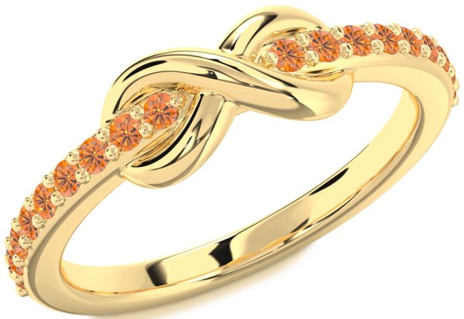 Citrine Gold Silver Infinity Round Ring