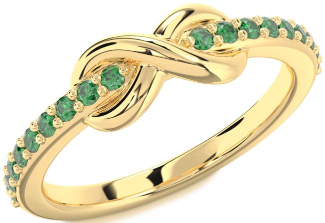 Emerald Gold Silver Infinity Round Ring