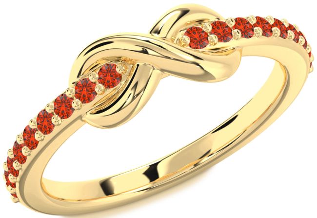 Fire Opal Gold Silver Infinity Round Ring