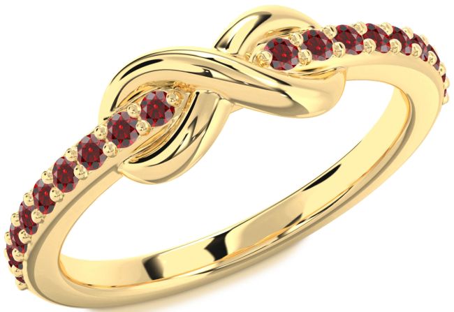 Garnet Gold Silver Infinity Round Ring