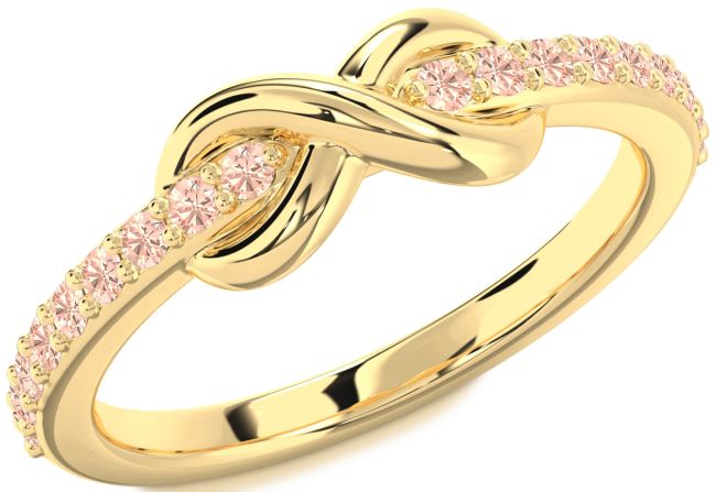 Morganite Gold Silver Infinity Round Ring