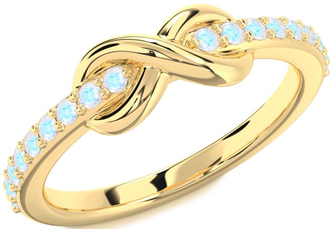 Moonstone Gold Silver Infinity Round Ring