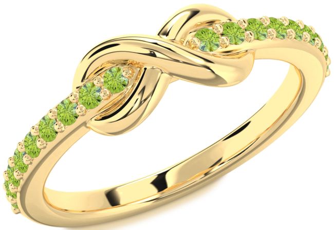 Peridot Gold Silver Infinity Round Ring