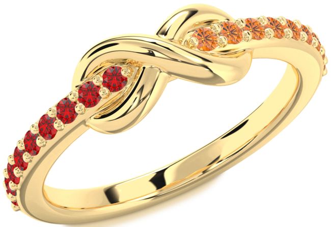 Ruby & Citrine Gold Infinity Round Promise Ring