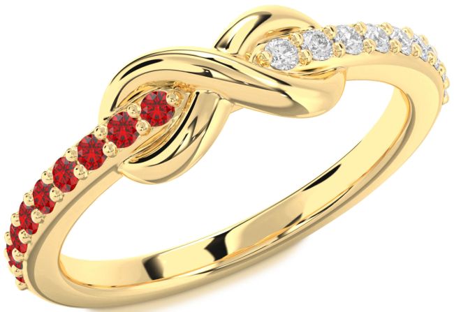 Diamond & Ruby Gold Infinity Round Promise Ring