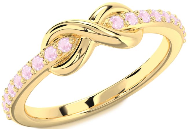 Rose Quartz Gold Silver Infinity Round Ring