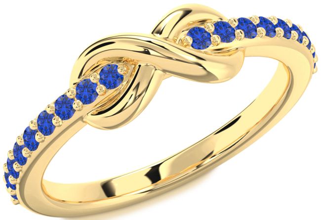 Blue Sapphire Gold Silver Infinity Round Ring