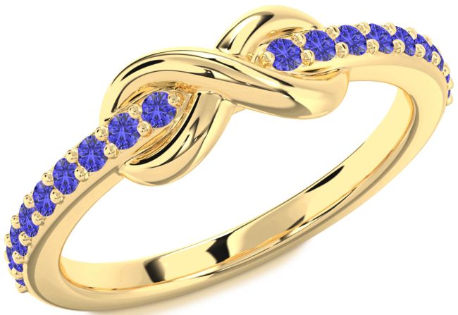 Tanzanite Gold Silver Infinity Round Ring