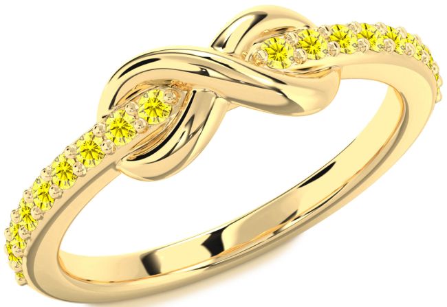 Yellow Sapphire Gold Silver Infinity Round Ring