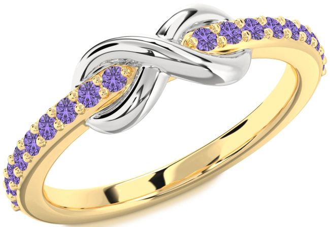 Alexandrite Gold Silver Infinity Round Ring