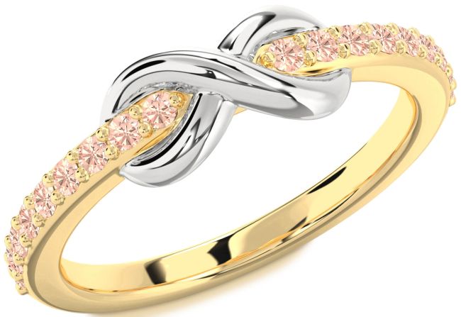 Morganite Gold Silver Infinity Round Ring