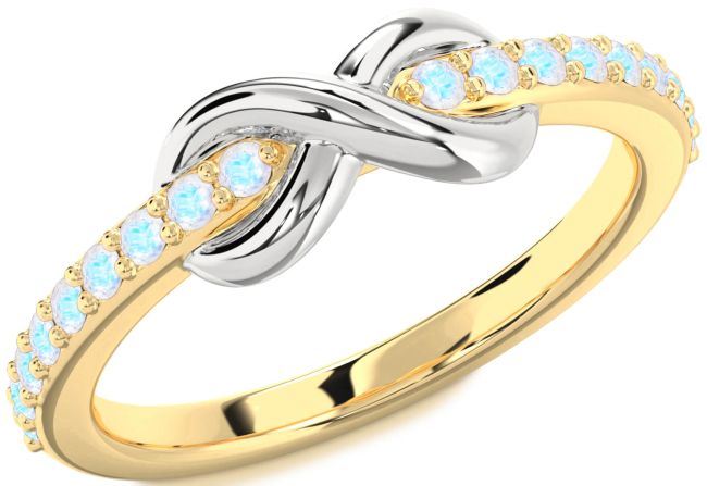 Moonstone Gold Silver Infinity Round Ring