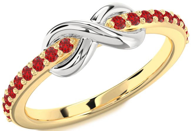 Ruby Gold Silver Infinity Round Ring